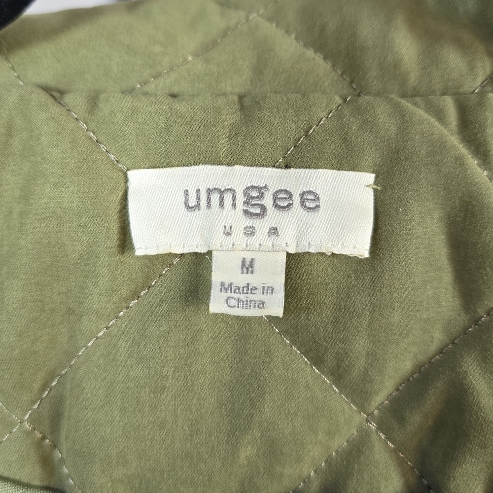 Umgee Olive Green Quilted Zip Up Vest Medium - Picture 3 of 11